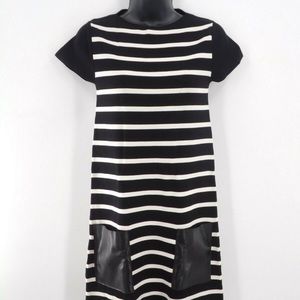 Zara stripped knit dress with leather pockets